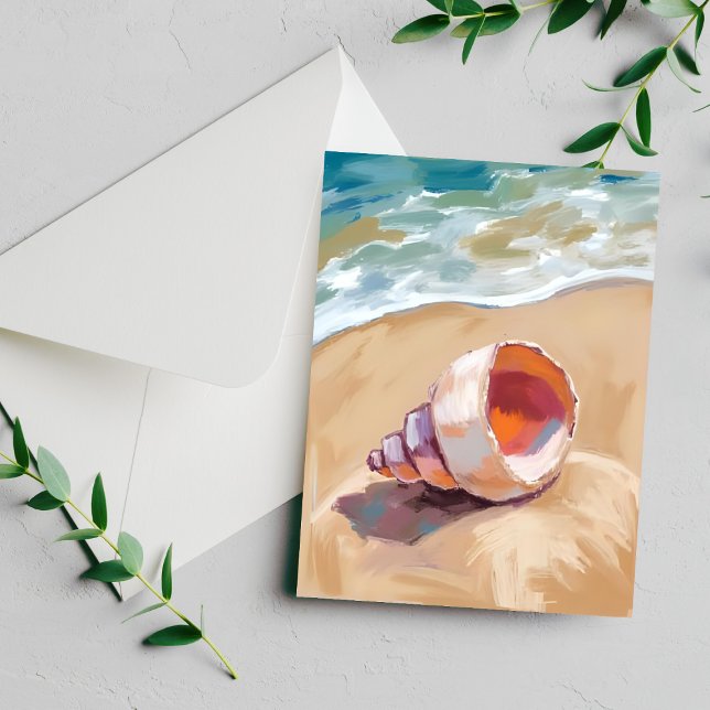 Seashell on the Sea Shore Watercolor Painted Card (Creator Uploaded)