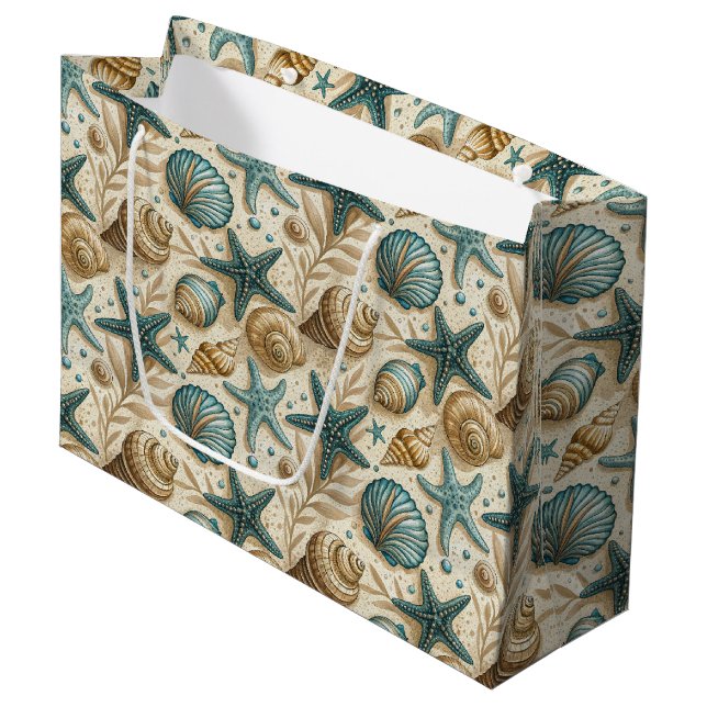 Seashell Pattern Large Gift Bag (Front Angled)