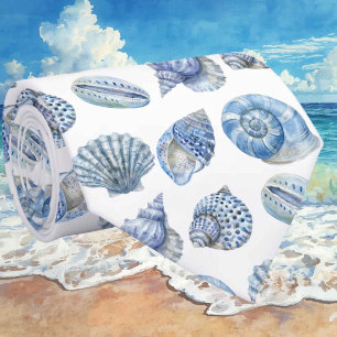 Seashell Pattern Ocean Beach Faux Silk Tie