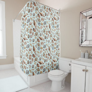 Seashell pattern shower curtain