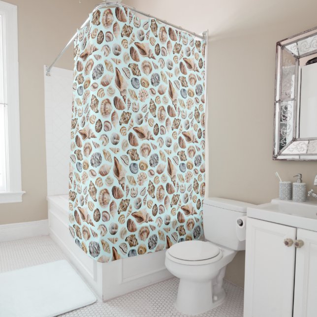 Seashell pattern shower curtain (In Situ)
