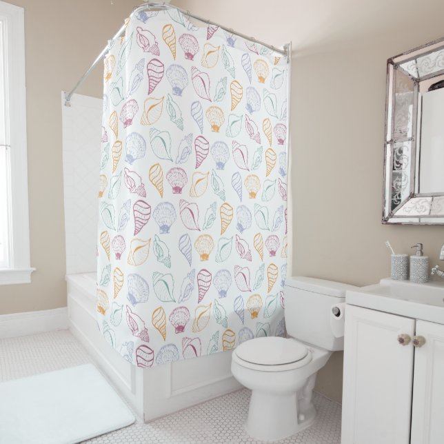 Seashell Pattern Shower Curtain (In Situ)