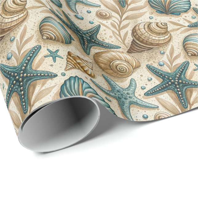 Seashell Pattern Wrapping Paper Roll (Roll Corner)