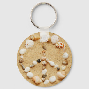 Seashell Peace Sign Keychain
