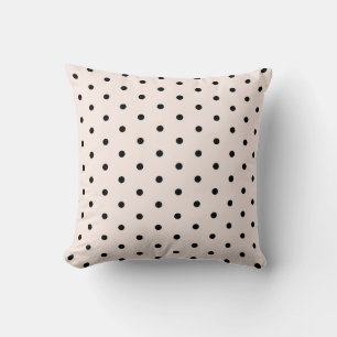 Seashell Peach Whimsical Black Polka Dot Cushion