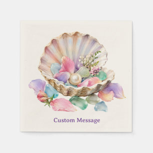Seashell Pearl Pastel Gem Personalised Coastal Napkin
