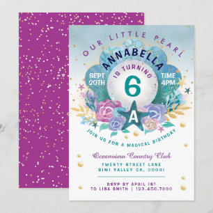 Seashell Pearl Under The Sea Birthday Invitation