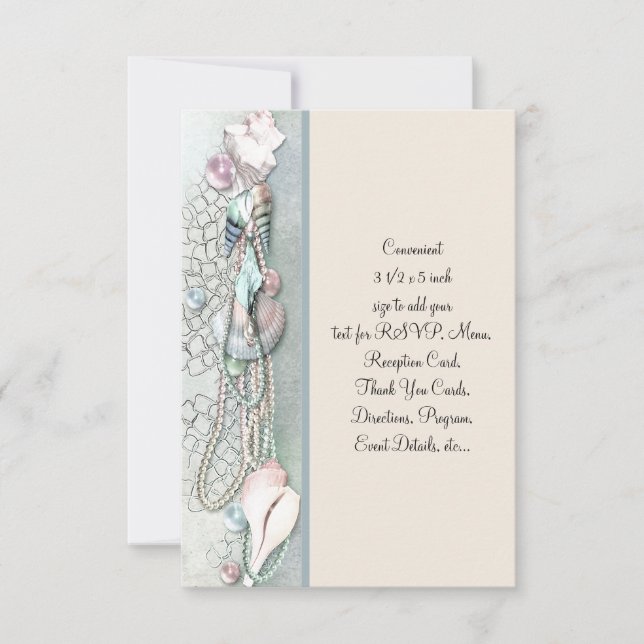 Seashell Pearls Elegant Beach Wedding Invitation (Front)