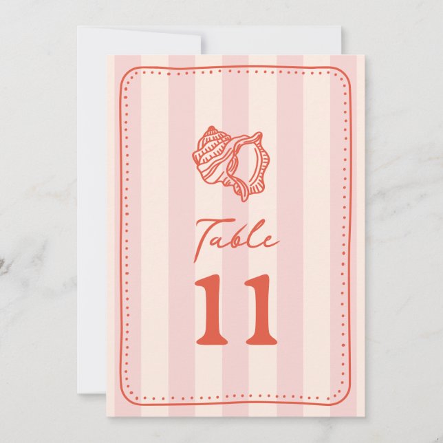 Seashell Pink Stripe Wedding Invitation (Front)