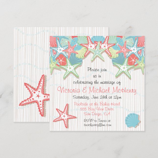 Seashell Post Wedding Reception Party Invitations (Front/Back)
