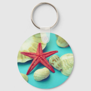 seashell print key ring