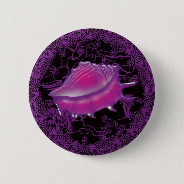 Seashell Purple 6 Cm Round Badge (Front)