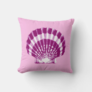 Seashell - purple and white cushion