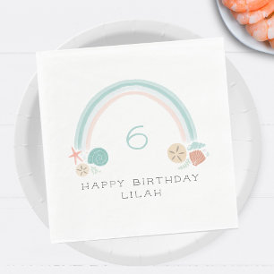 Seashell Rainbow Nautical Birthday Party Napkin