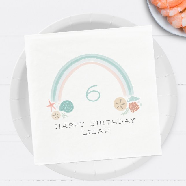 Seashell Rainbow Nautical Birthday Party Napkin (Creator Uploaded)