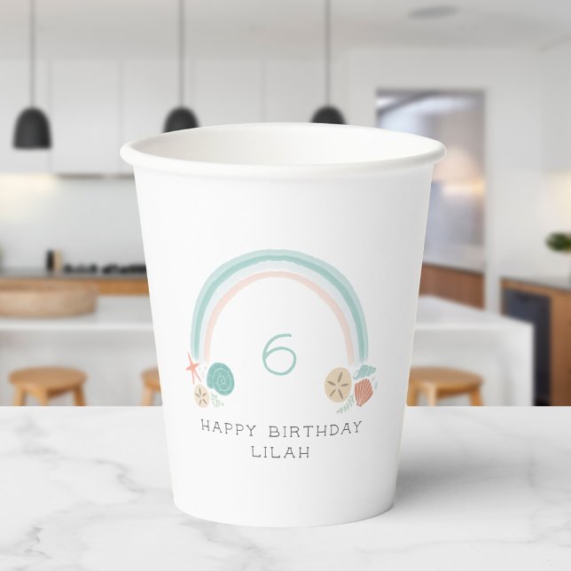 Seashell Rainbow Nautical Birthday Party Paper Cups (Creator Uploaded)