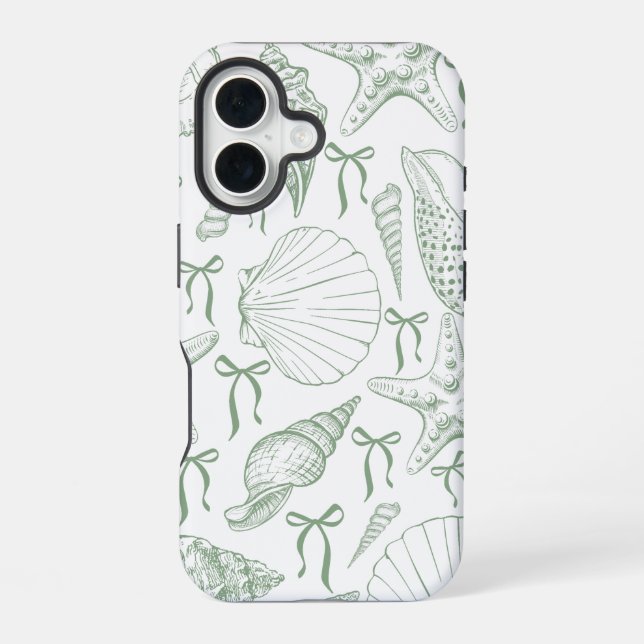 Seashell Ribbons Pattern iPhone 16 Case (Back)