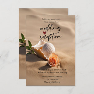 Seashell Rose Sand Reception Invitation