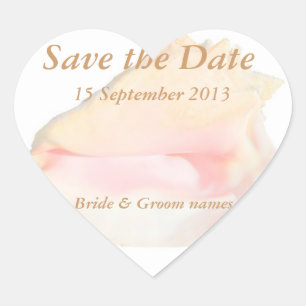 Seashell Save the Date Heart Sticker
