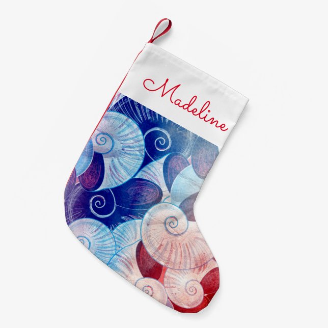 Seashell Scene Pattern | Add Your Name Small Christmas Stocking (Front (Hanging))