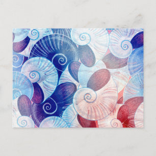 Seashell Scene Pattern Postcard