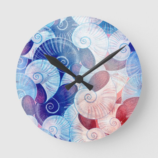 Seashell Scene Pattern Round Clock (Front)