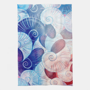 Seashell Scene Pattern Tea Towel