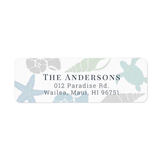 Seashell Sea Turtle Coastal Chic Address Label (Front)