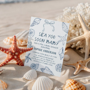 Seashell “Sea You Soon Baby” Nautical Baby Shower  Invitation
