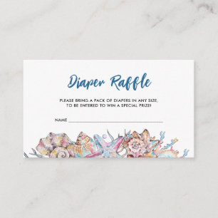 Seashell Sea You Soon Baby Shower Diaper Raffle Enclosure Card