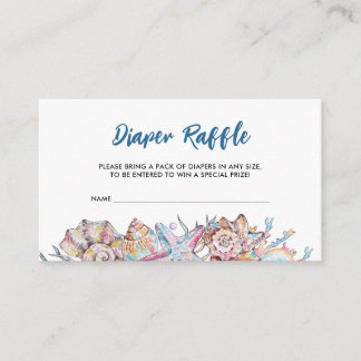 Seashell Sea You Soon Baby Shower Diaper Raffle Enclosure Card
