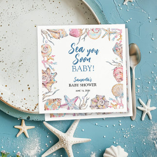 Seashell Sea You Soon Baby Shower Napkin