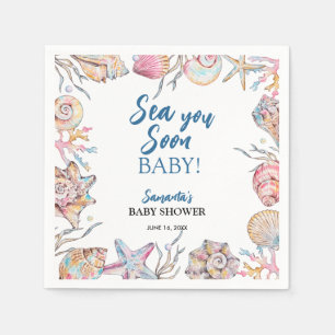 Seashell Sea You Soon Baby Shower Napkin
