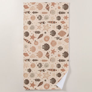 Seashell Seamless Pattern Beach Towel