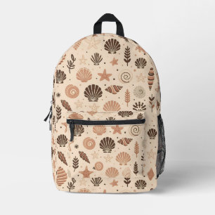 Seashell Seamless Pattern Printed Backpack
