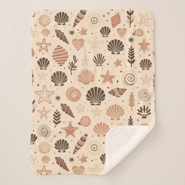 Seashell Seamless Pattern Sherpa Blanket (Front)