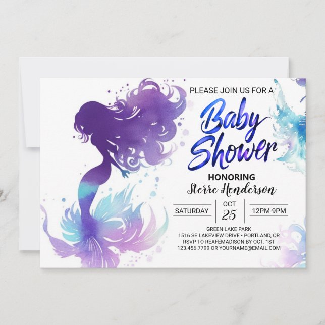 Seashell Serenade: Mermaid Baby Shower Invitation (Front)