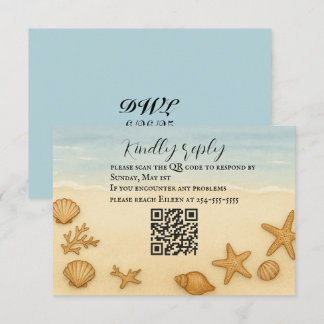 Seashell Serenade QR Code RSVP Card