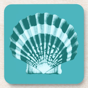 Seashell - Shades of teal blue Coaster