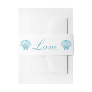 Seashell Shell Beach Nautical Elegant Blue Wedding Invitation Belly Band
