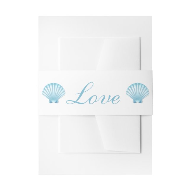 Seashell Shell Beach Nautical Elegant Blue Wedding Invitation Belly Band (Front Example)