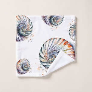 Seashell Shell Nautilus Design 357 Watercolor Wash Cloth