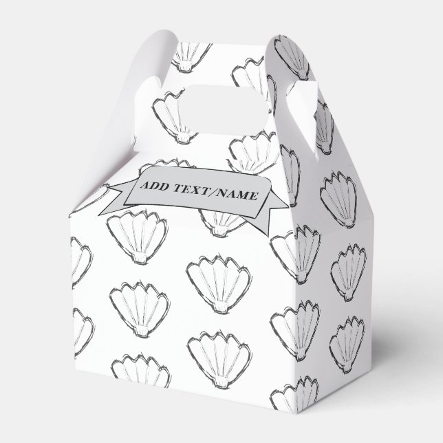 Seashell Sketch Drawing Pattern Custom Name Favour Box (Front Side)