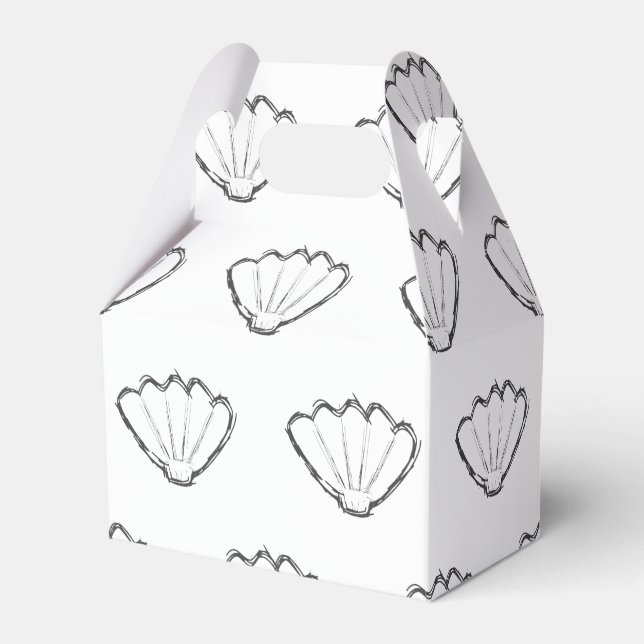 Seashell Sketch Drawing Pattern Favour Box (Front Side)