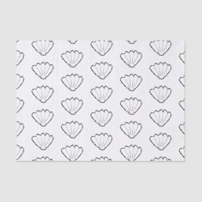 Seashell Sketch Drawing Pattern  Tissue Paper (Front)