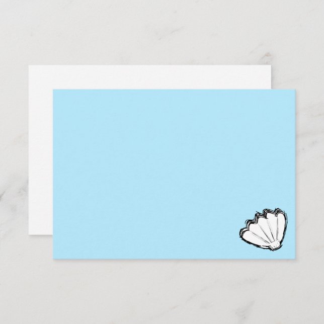 Seashell Sketch White And Blue Card (Front/Back)