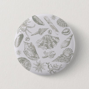 Seashell Soft Antique Art Beach Shells 6 Cm Round Badge