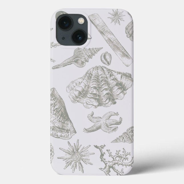 Seashell Soft Antique Art Beach Shells Case-Mate iPhone Case (Back)