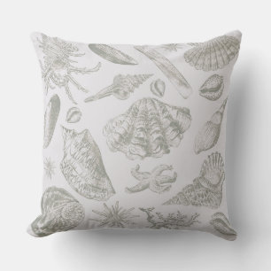 Seashell Soft Antique Art Beach Shells Cushion