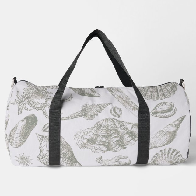 Seashell Soft Antique Art Beach Shells Duffle Bag (Front)